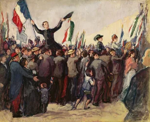 Italiaanse vrijwilligers arriveren in Marseille om zich in te schrijven bij het Franse leger op 4 augustus 1914